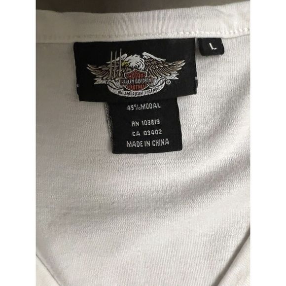 Harley Davidson Women Sz L Retro Embroidered 1/4 Snap Button T-Shirt Top - Picture 7 of 7